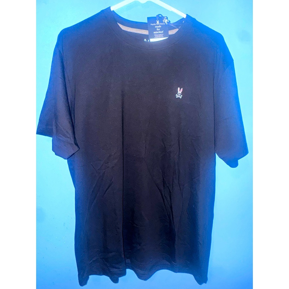 Psycho Bunny Mens Black Pima Cotton Logo Crew Neck T-Shirt Size 6 L B6U014CRPC